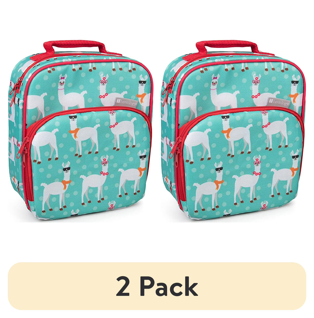 (2 pack) Insulated Lunch Box Tote with Snack Pocket and Water Bottle Holder Z62326