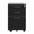 Black 3-Drawer Mobile Metal File Cabinet C2150