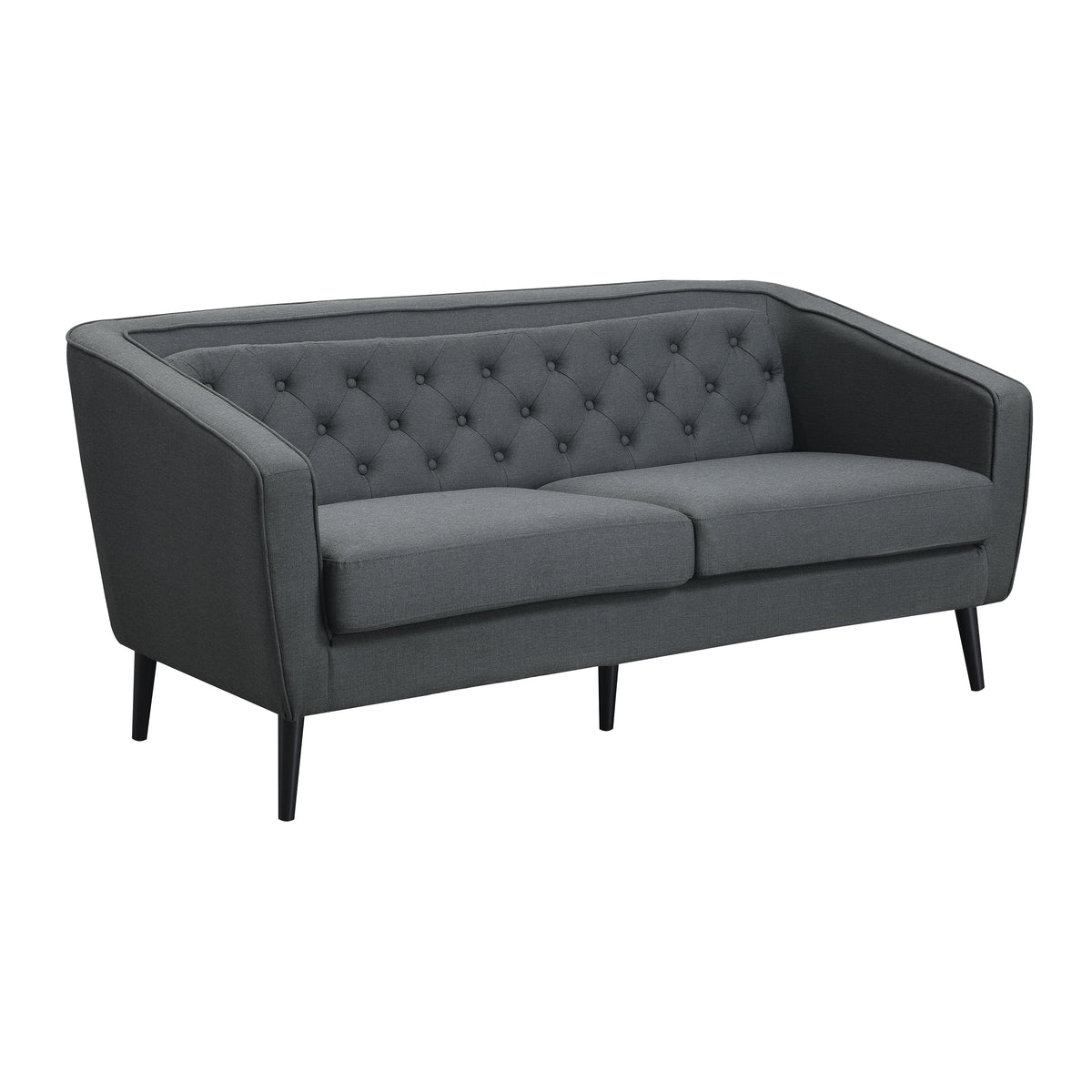 Mid-Century Modern Grey Polyester Tufted Sofa Set U419896