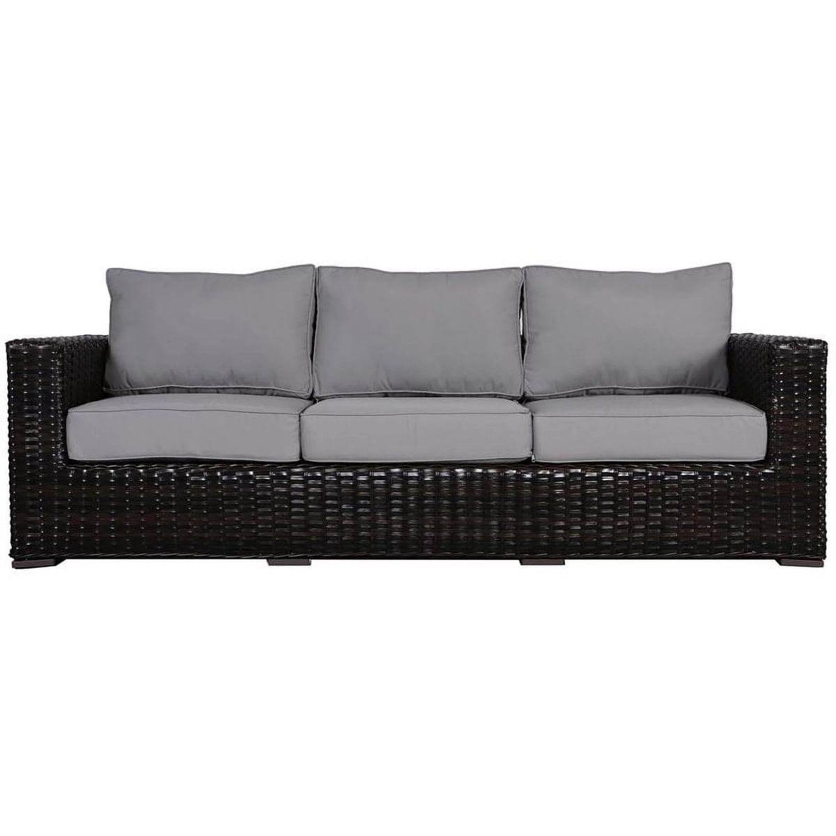 Tan Fabric Sofa with Gray Cushion H646