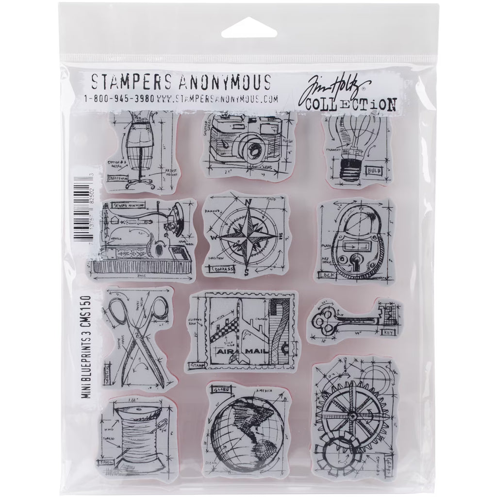 Mini Blueprints Cling Stamps U109915