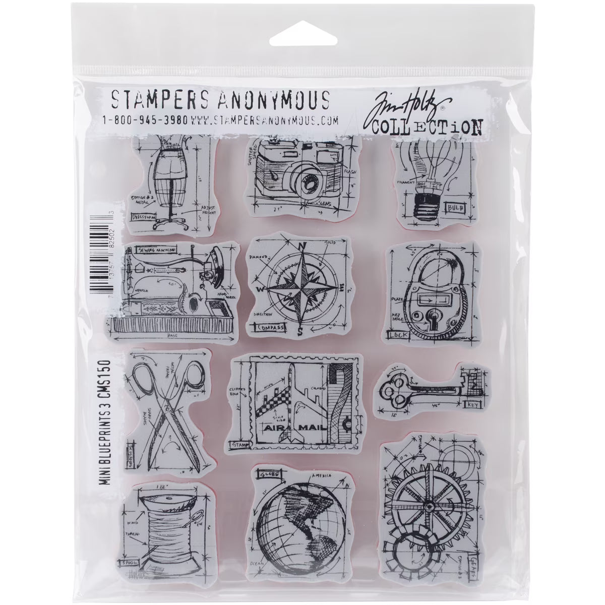 Mini Blueprints Cling Stamps U109915
