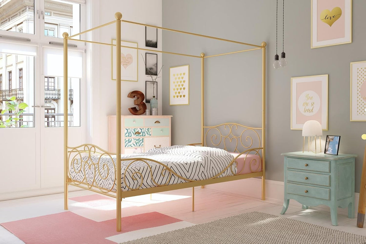 Twin Size Metal Canopy Bed with Bed Frame Z88184