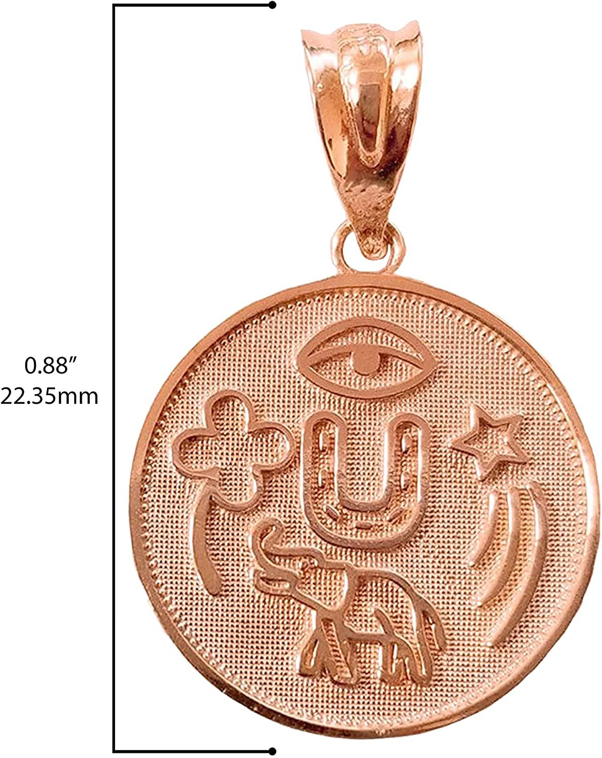 10K Rose Gold Round Coin Medal Pendant Charm Y25142