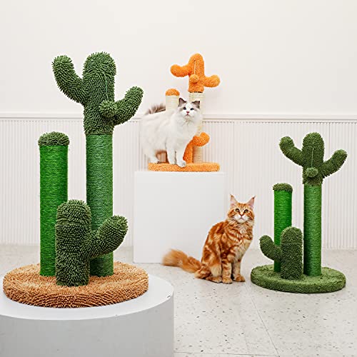 Cat Scratching Post Cactus Cat Scratcher with 3 Scratching Poles and Interactive Dangling Ball E67083