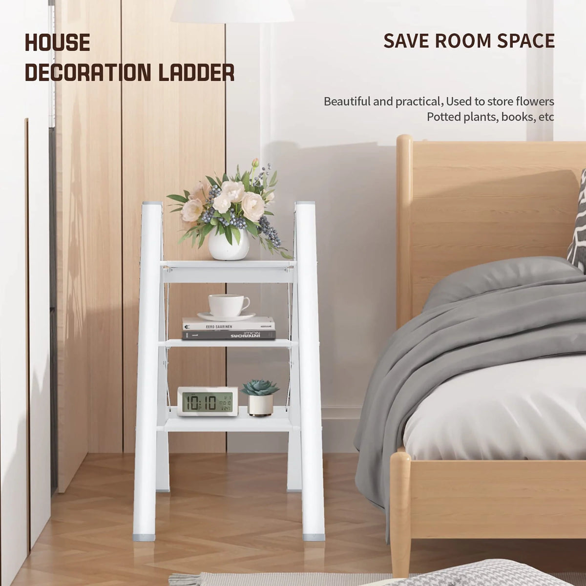 2 Step Folding Step Stool Non-Slip Wide Pedal Lightweight K6084