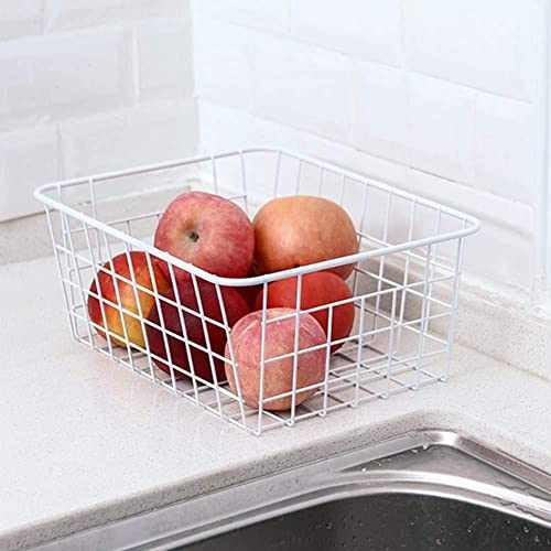 White Wire Storage Baskets with Handles, Set of 6 G675