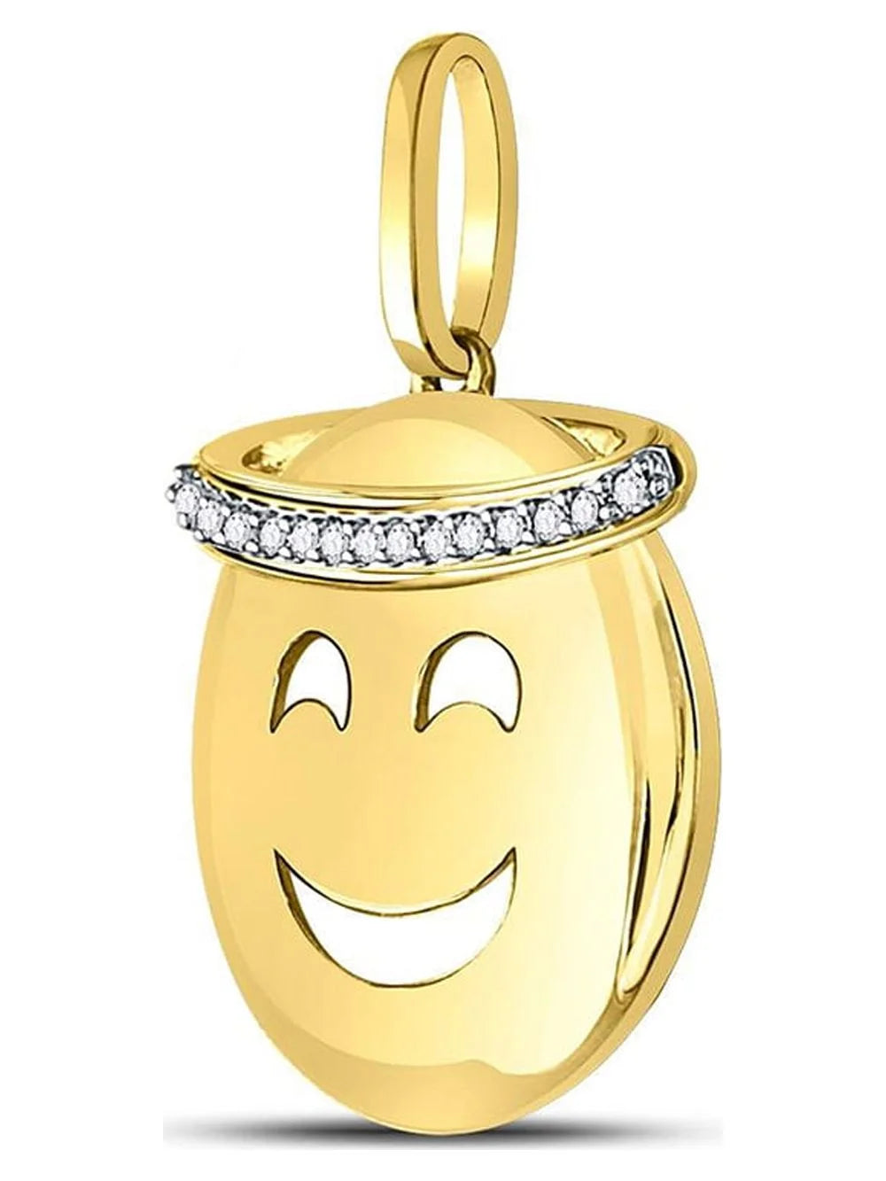 10kt Yellow Gold Round Diamond Smiley Face Pendant J546