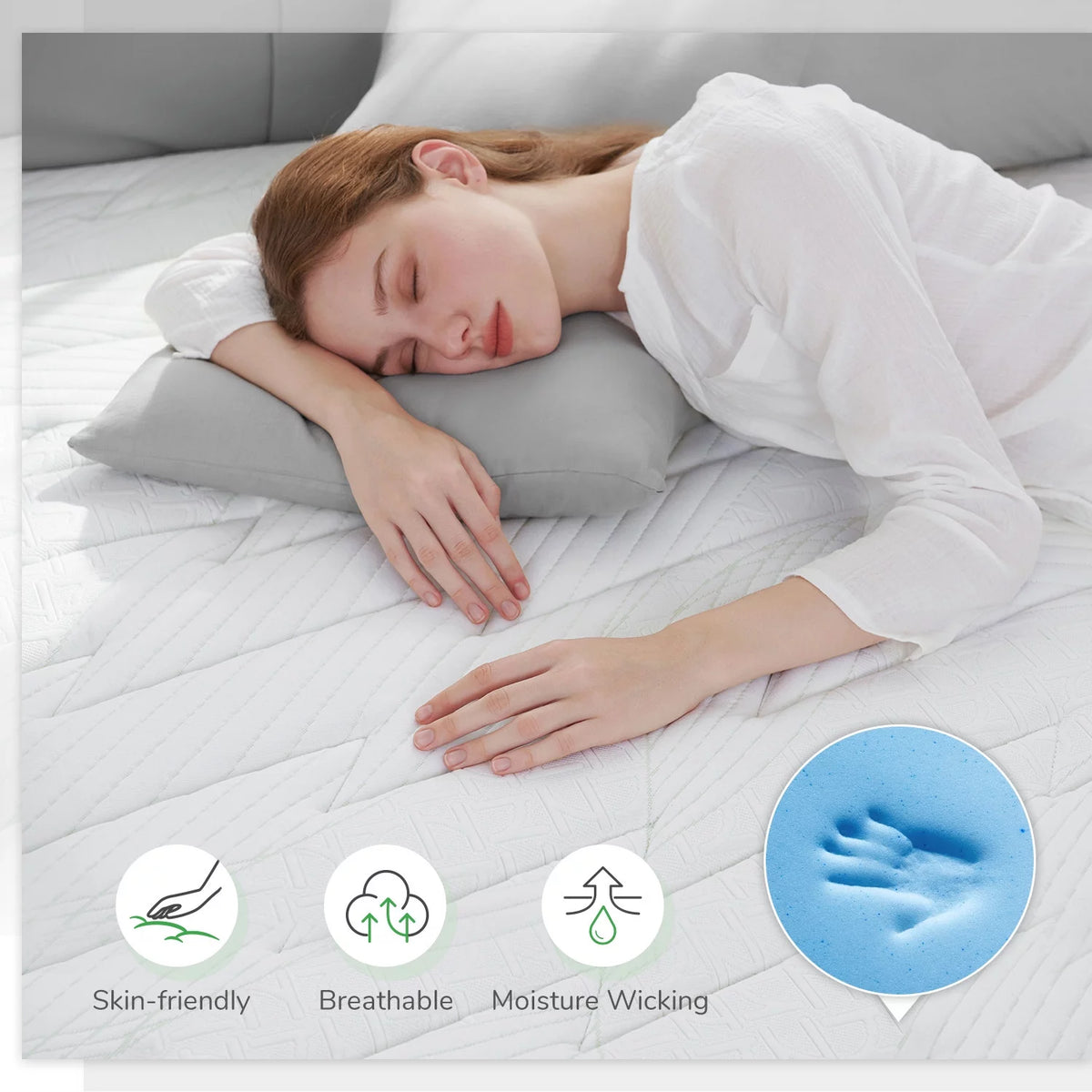 10'' Cooling Gel Memory Foam Pocket Spring Hybrid Mattress California King Size Q201