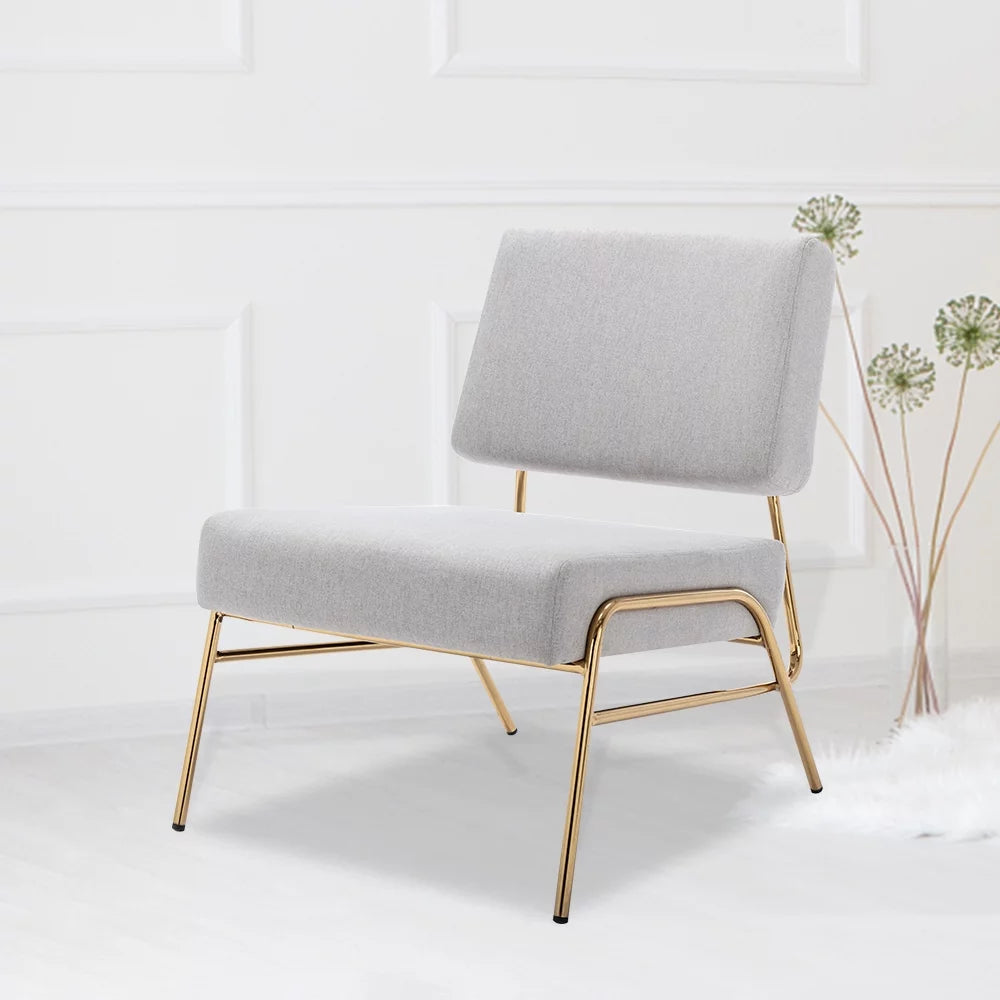 Gray Linen Armless Slipper Chair O328380