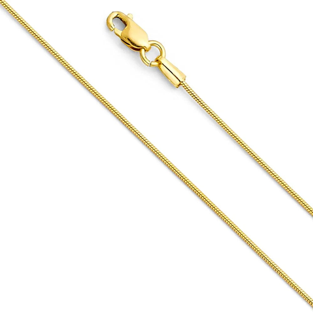 14K Yellow Gold Polished Love Heart Shaped Locket Pendants with 0.8mm Snake Chain G437