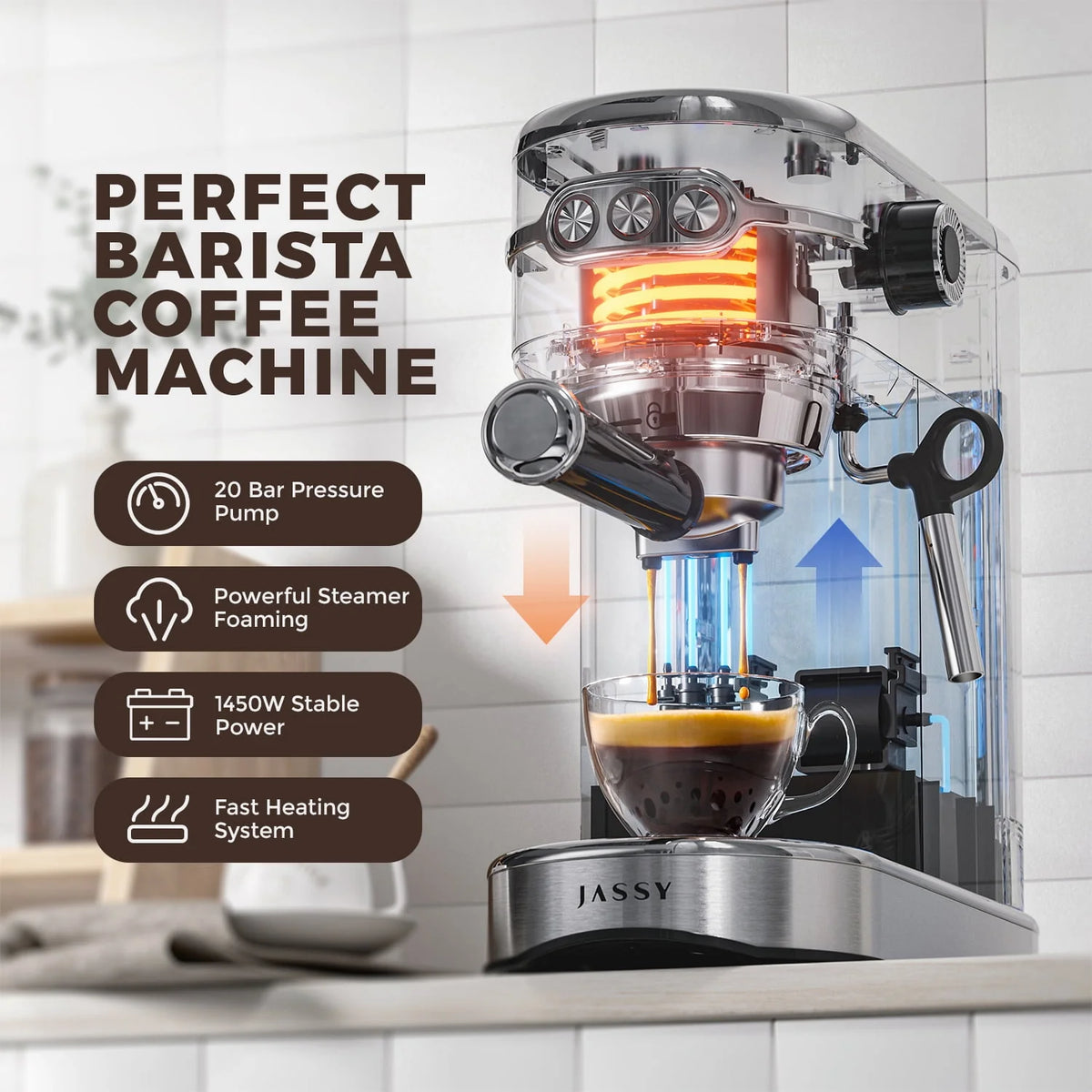 20 Bar Espresso Coffee Maker with Milk Frother X7704
