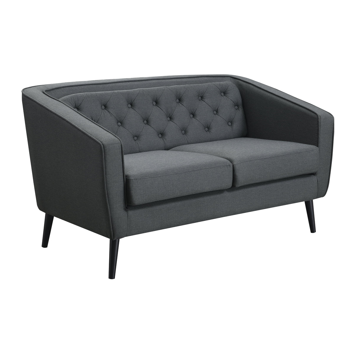 Mid-Century Modern Grey Polyester Tufted Sofa Set U419896