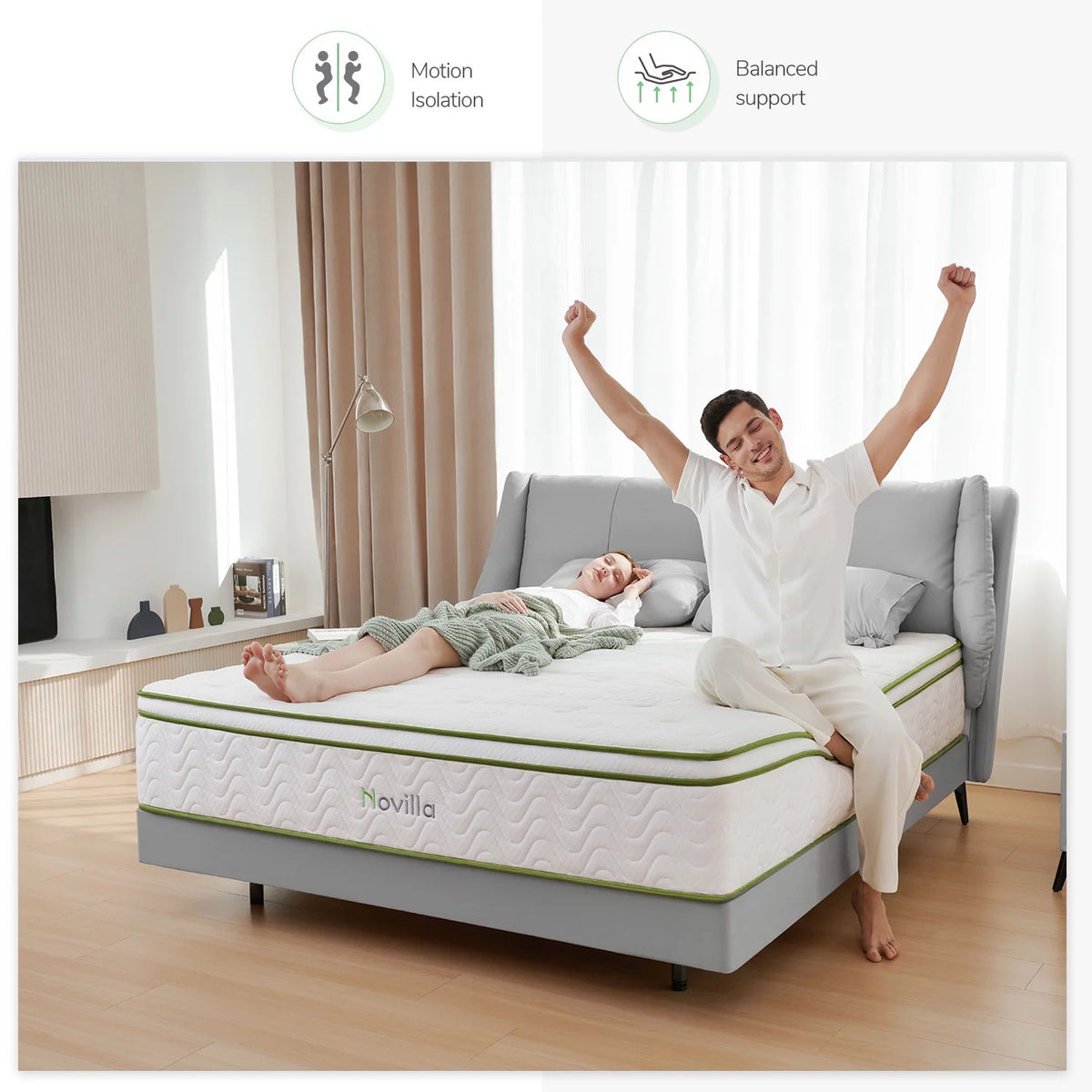 10'' Cooling Gel Memory Foam Pocket Spring Hybrid Mattress California King Size Q201