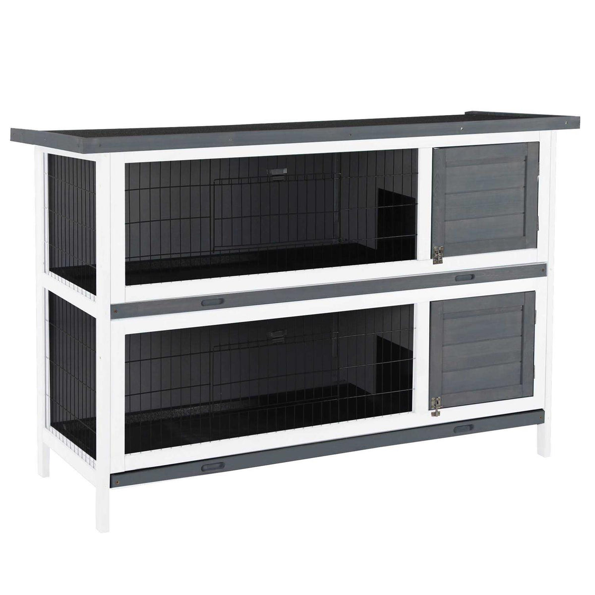 2-Story Wooden Rabbit Hutch with Lockable Doors R1477