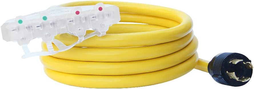 10FT Pack of 2 Generator Locking Cord with Power Indicator J26007