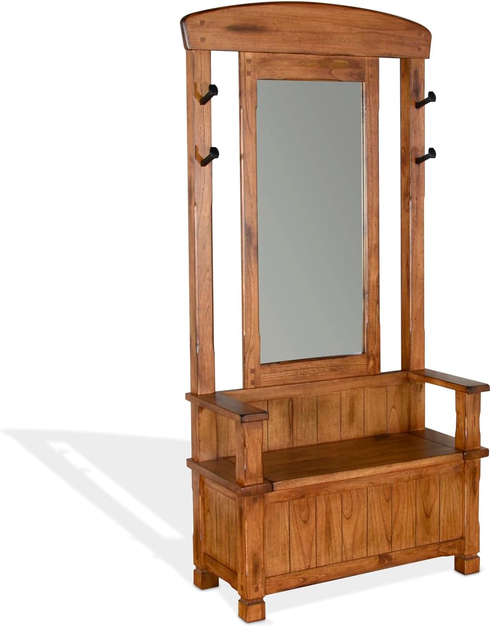 78" 4-Hook Farmhouse Wood Hall Tree in Rustic Oak O287608