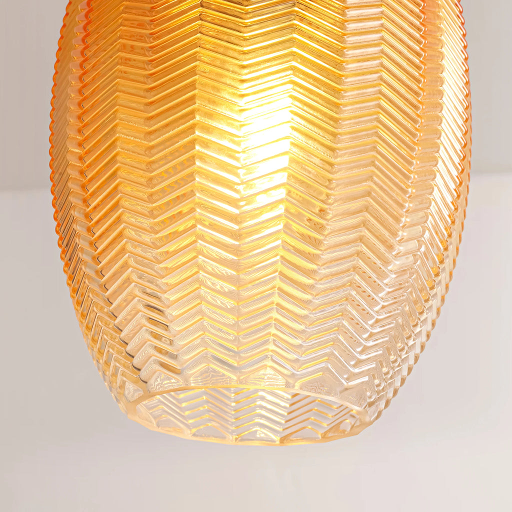 3-Light Dimmable Ribbed Glass Pendant R573236