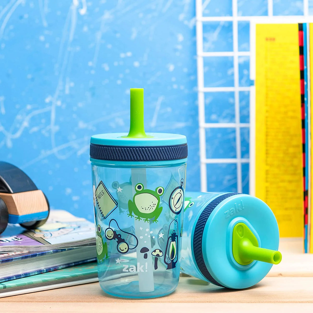 15 oz Tumbler 2pc Set Non-BPA Leak-Proof Screw-On Lid with Straw Durable Plastic Silicone X3230