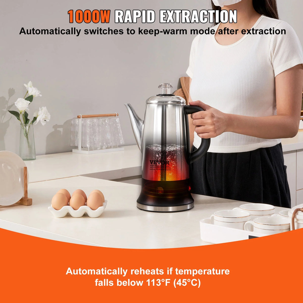 12-Cup Stainless Steel Electric Coffee Percolator Y86843