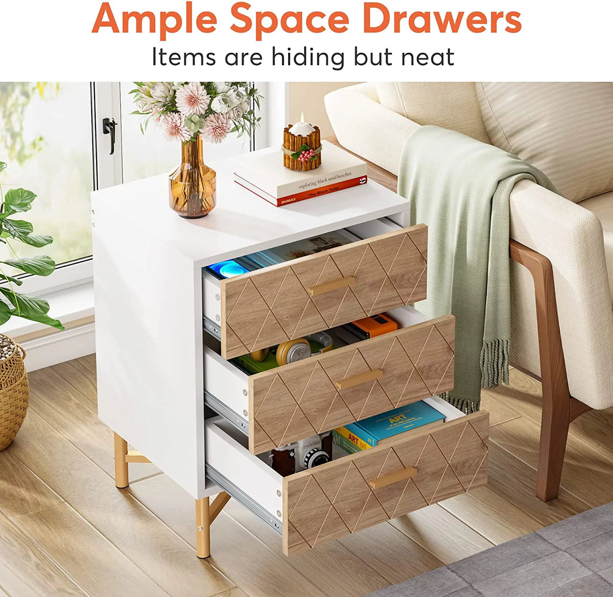 3-Drawer Nightstand Set of 2 S4837