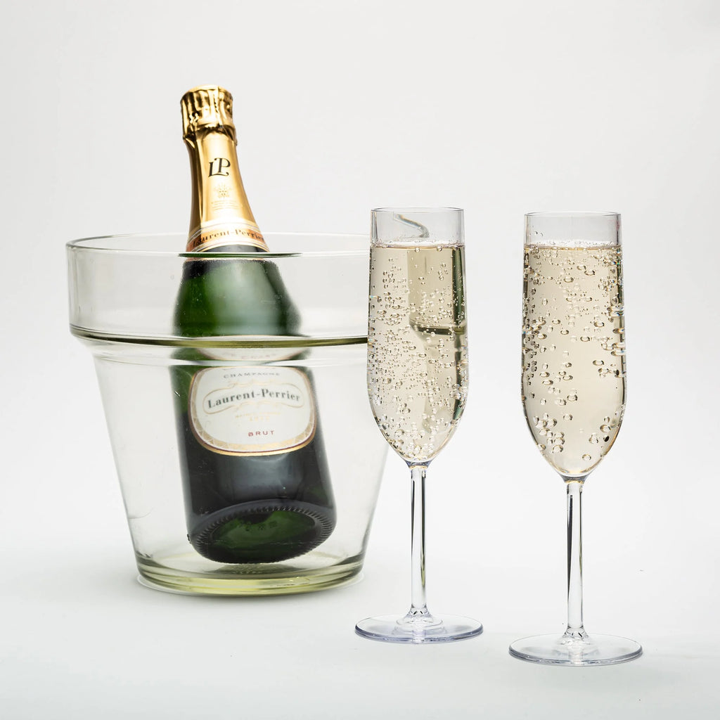 Set of 6 Crystal Clear Tritan Plastic Champagne Flutes L707