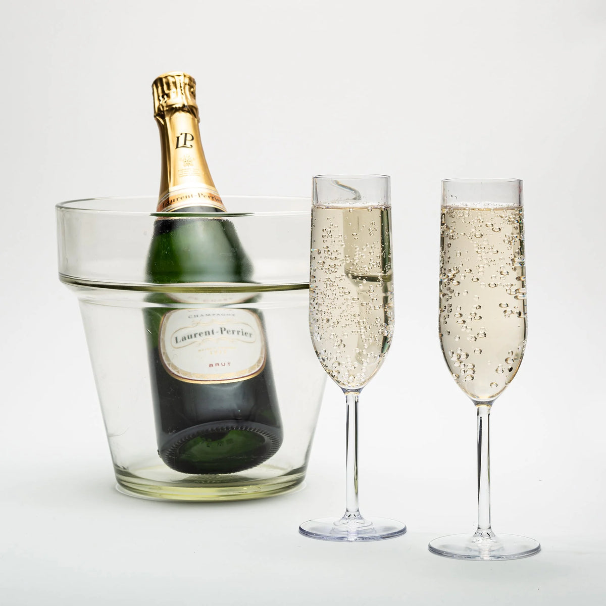 Set of 6 Crystal Clear Tritan Plastic Champagne Flutes L707