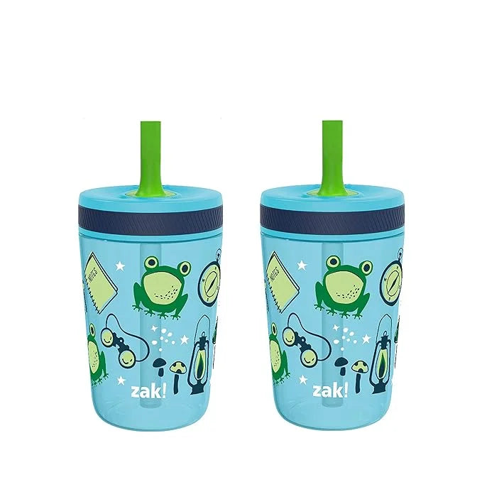 15 oz Tumbler 2pc Set Non-BPA Leak-Proof Screw-On Lid with Straw Durable Plastic Silicone X3230