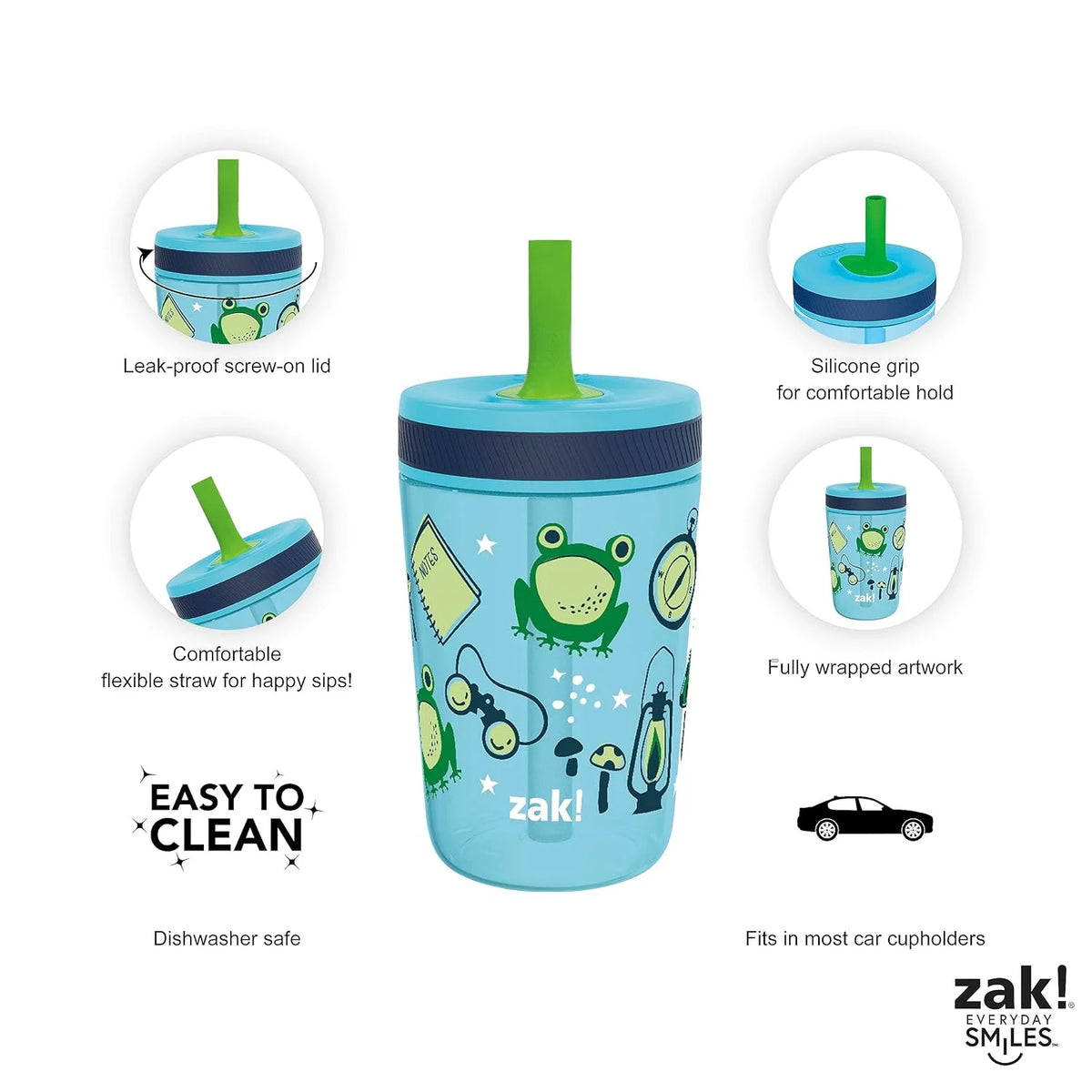 15 oz Tumbler 2pc Set Non-BPA Leak-Proof Screw-On Lid with Straw Durable Plastic Silicone X3230