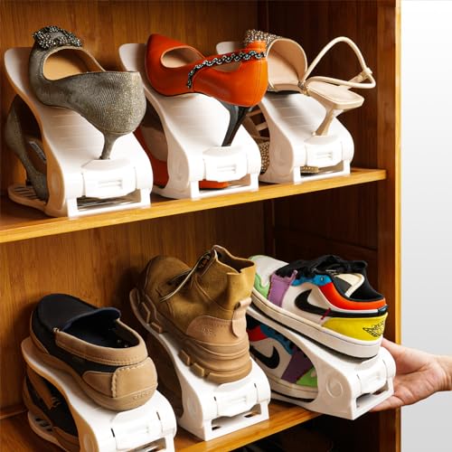White 16PCS Double Layer Shoe Rack J991
