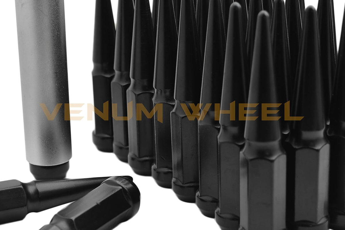 20 Pc Black Solid Metal Lug Nuts with Key E7873