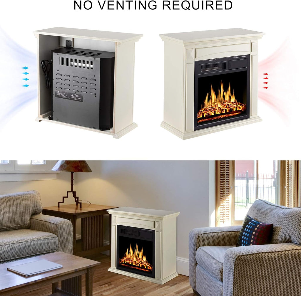 26’’ Electric Fireplace Heater with Remote Control, White X421768