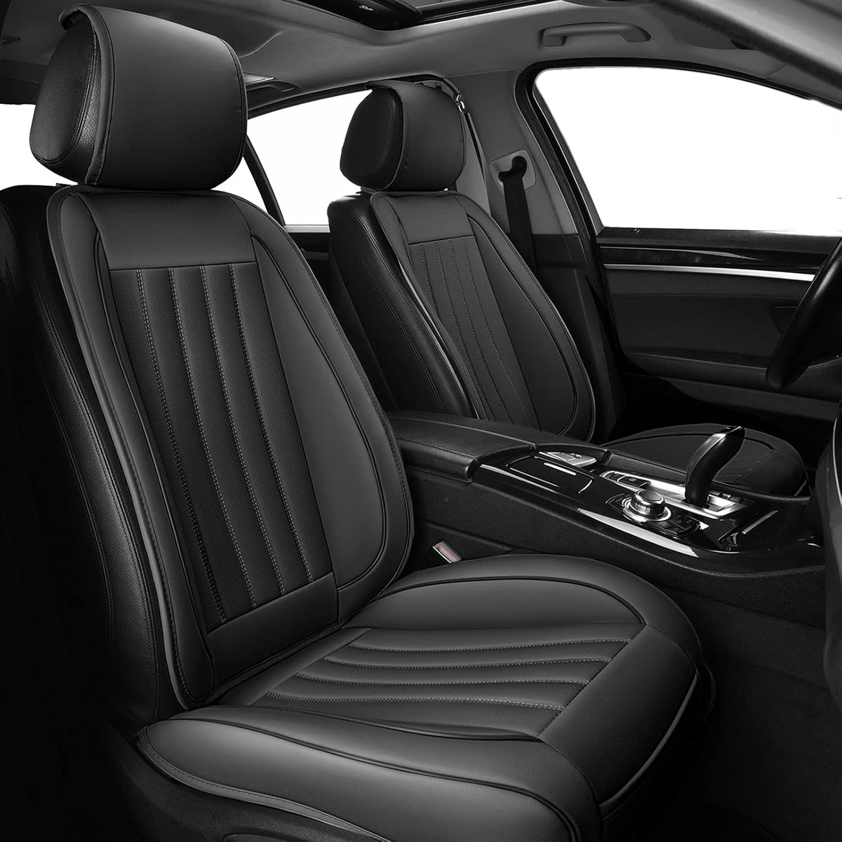 1pc Leather Car Seat Cover Black C69755