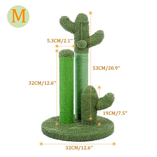 Cat Scratching Post Cactus Cat Scratcher with 3 Scratching Poles and Interactive Dangling Ball E67083