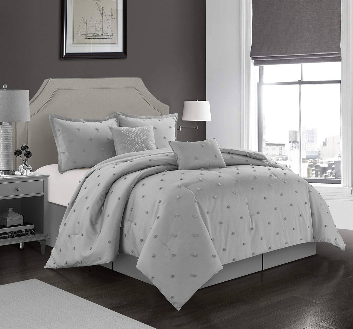 Grey California King 6-Piece Comforter Set T110