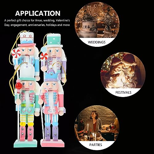 4pcs Pink Wooden Nutcracker Ornaments T9461
