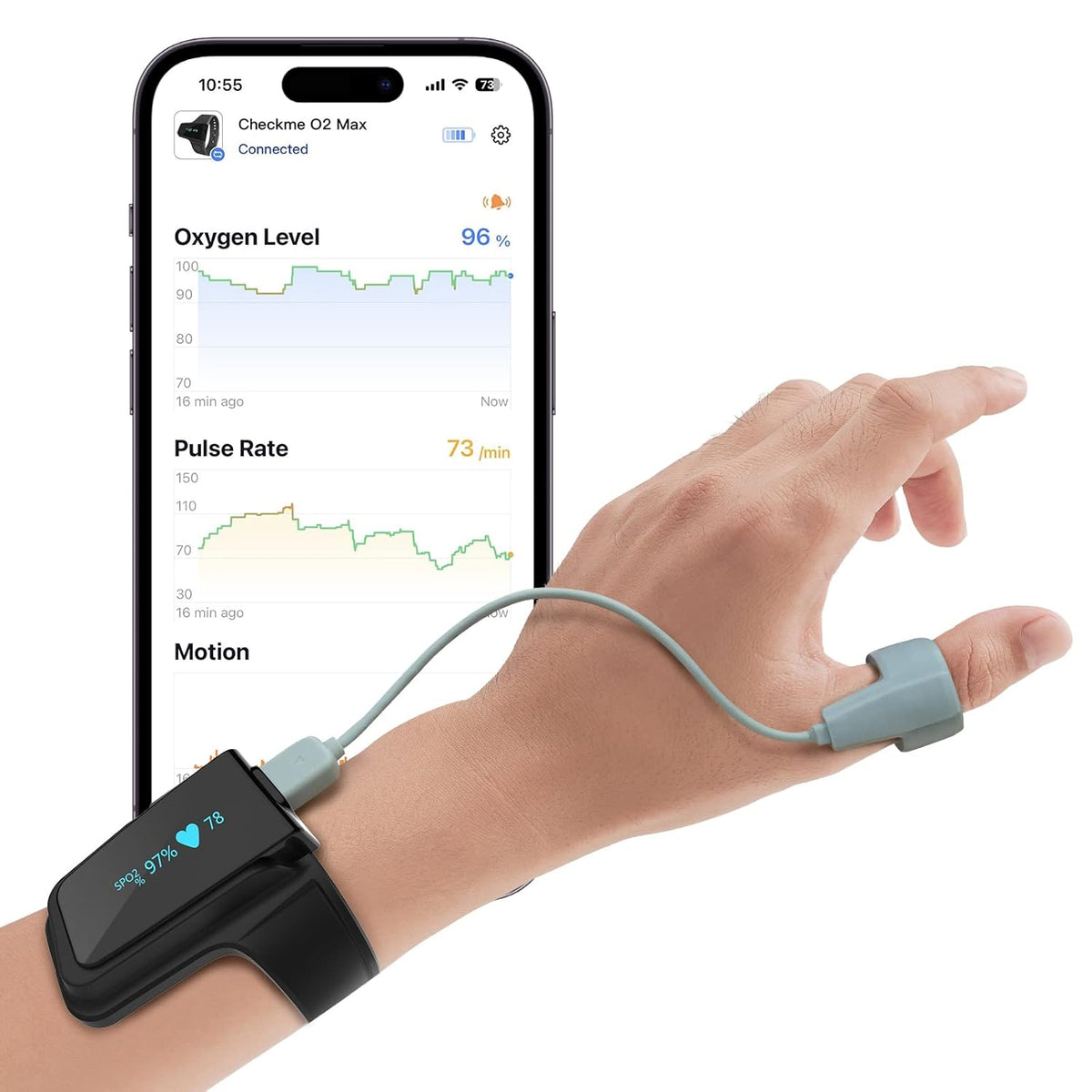 Continuous Wrist Pulse Oximeter with Bluetooth, 72 Hours Endurance Tracking SpO2 and Pulse Rate W525447