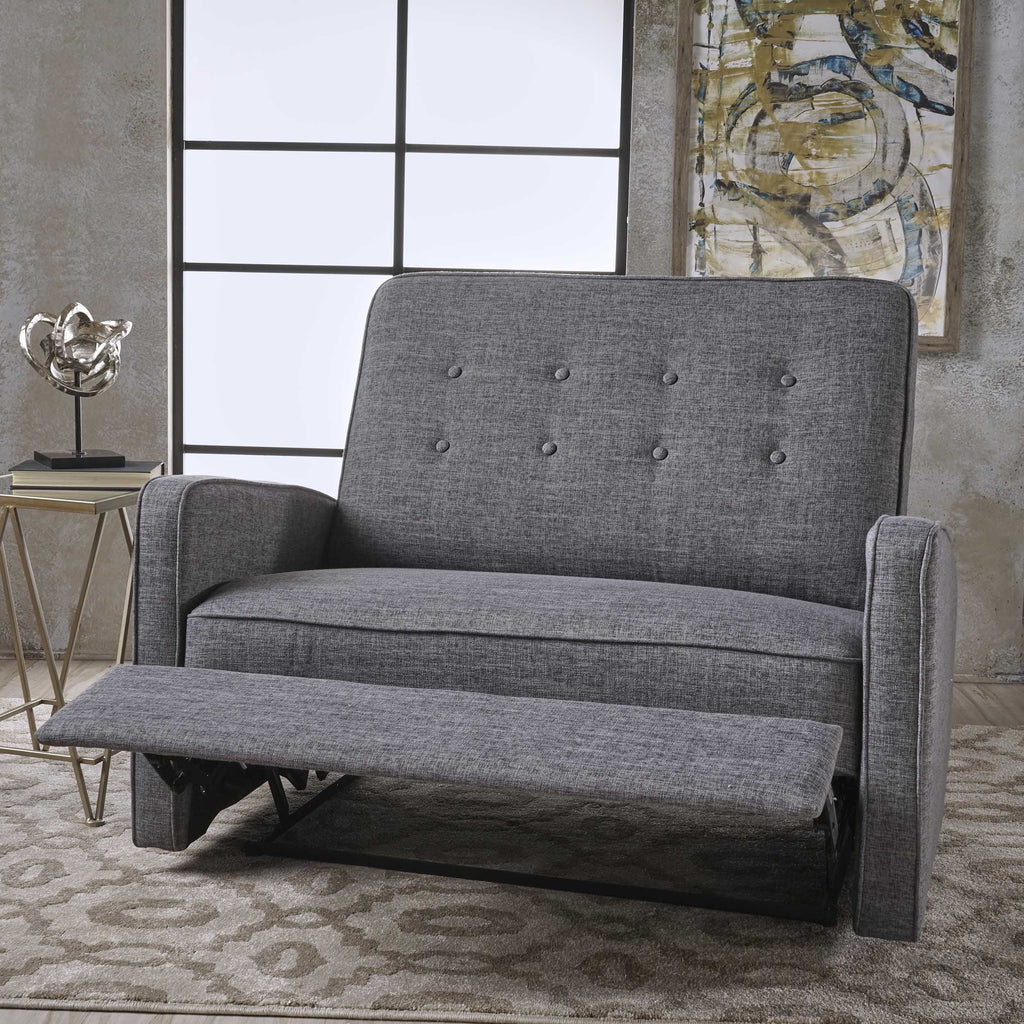 Gray Fabric Reclining Loveseat R4957