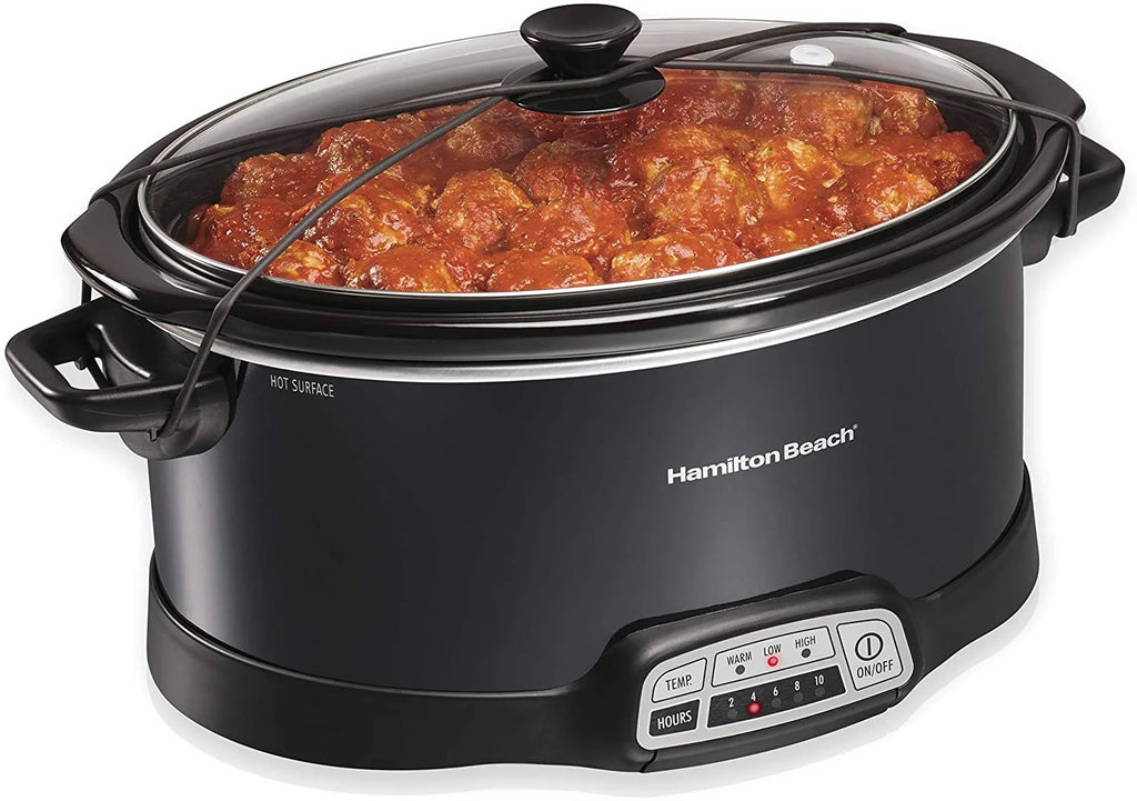 Portable 7-Quart Programmable Slow Cooker with Dishwasher-Safe Crock, Black K65757