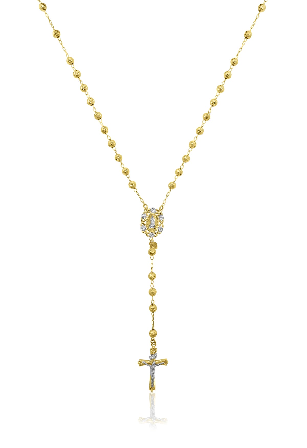 14K Gold Plated Sterling Silver Rosary Necklace 26" D70114