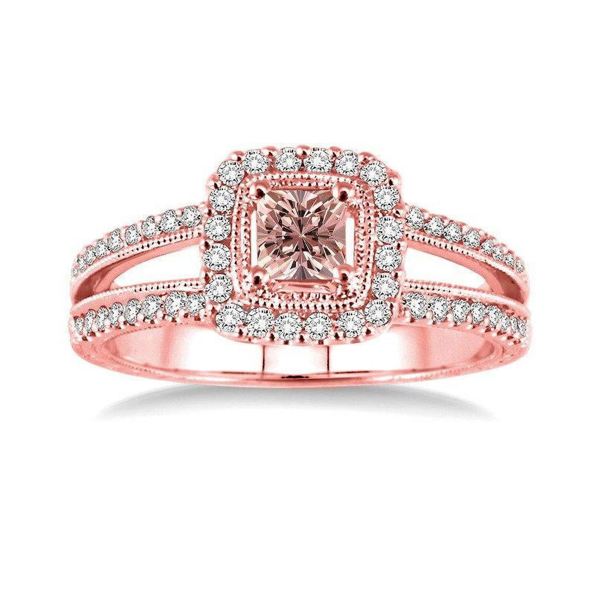14K Rose Gold Morganite And Diamond Moissanite Engagement Ring C7330