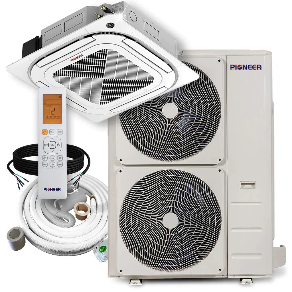 48,000 BTU 17.8 SEER 8-Way Slim Cassette Mini-Split Air Conditioner Heat Pump System F7758