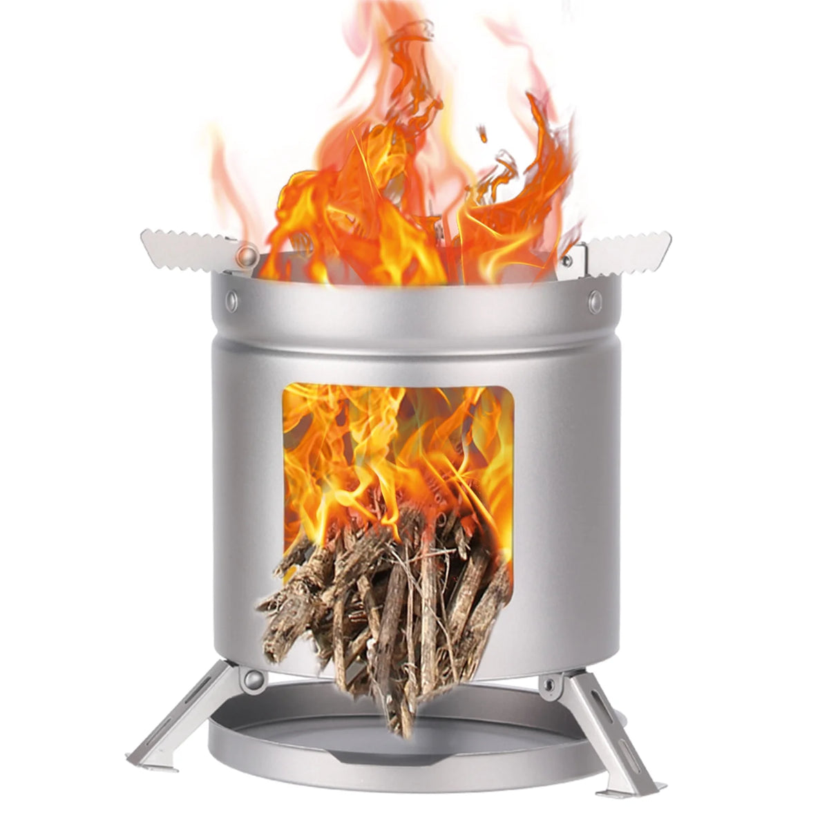 Titanium Camping Folding Pot Holder BBQ Firewood Bracket E8995