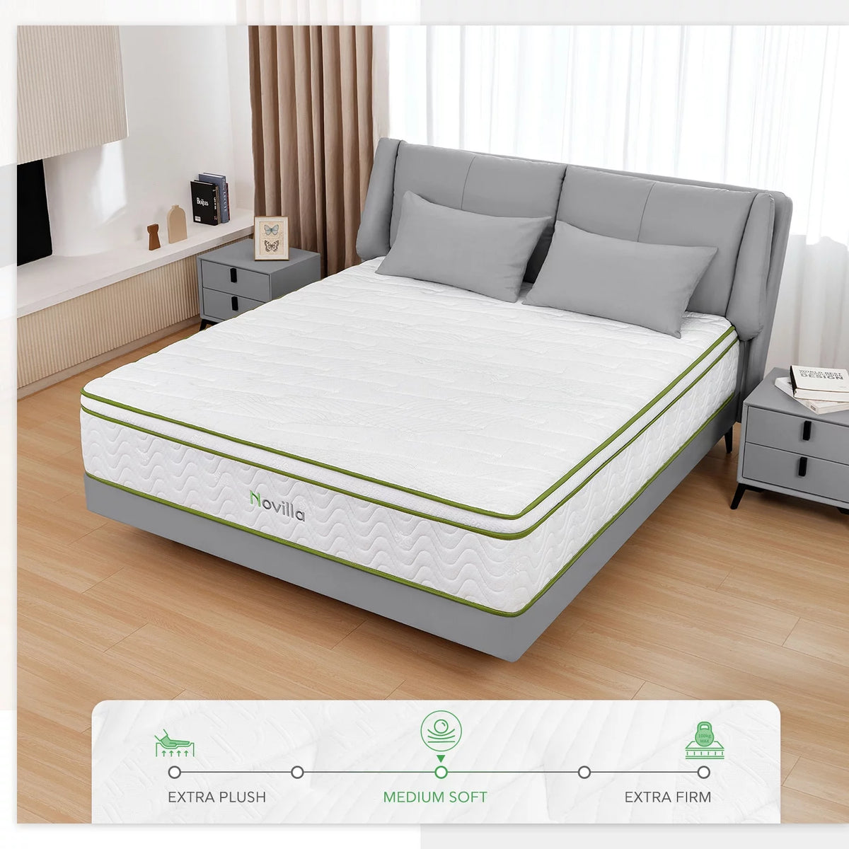 10'' Cooling Gel Memory Foam Pocket Spring Hybrid Mattress California King Size Q201