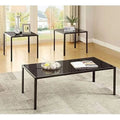Black 3 Piece Glass Top Coffee Table Set Q141316
