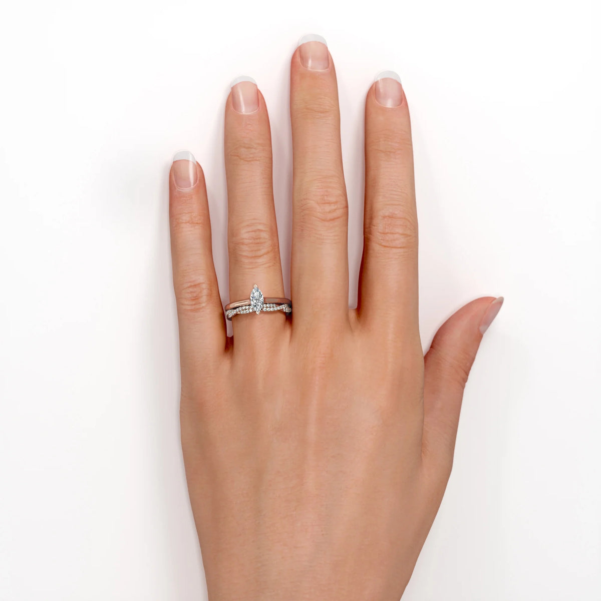 1.75 Carat Marquise Cut Solitaire Engagement Ring with Infinity Wedding Band Bridal Set in 18K Rose Gold Plating over Silver K314652