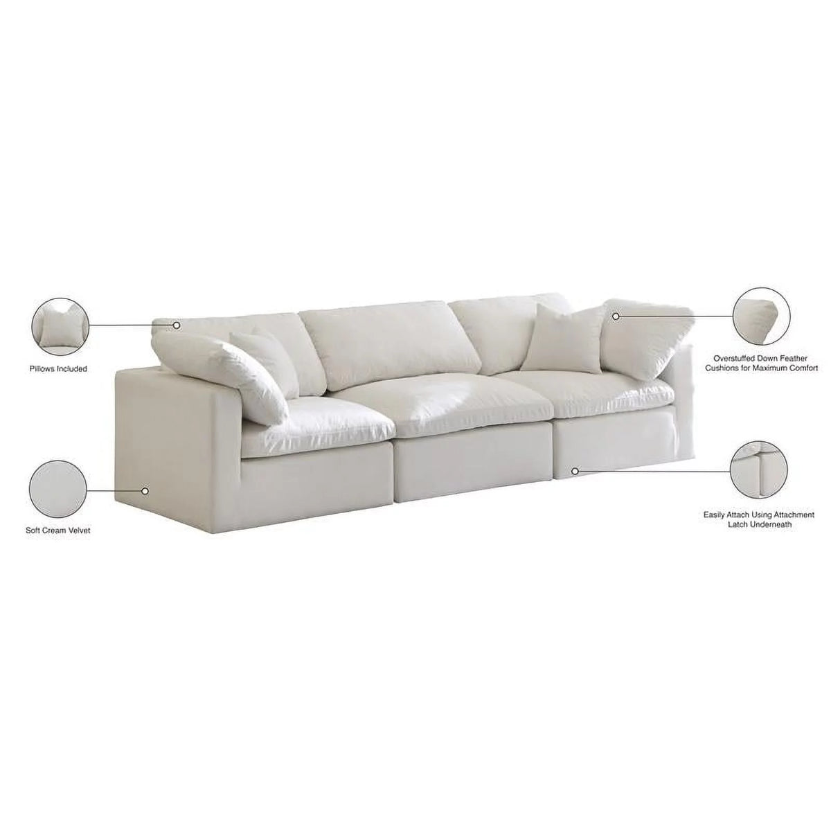 Cream Velvet Modular Sofa Q824503