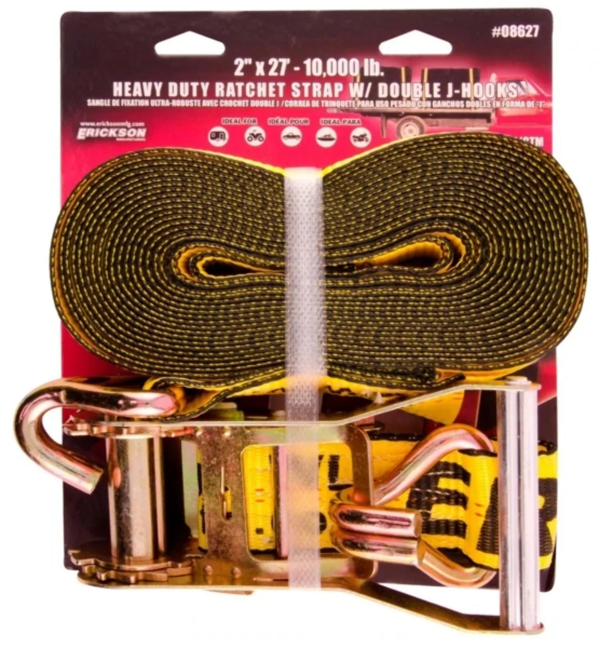 2" x 27' Ratcheting Tie-Down Strap with Double J-Hooks H361547