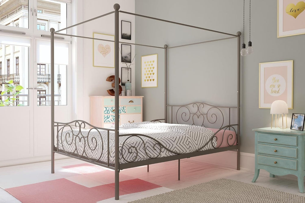 Twin Size Metal Canopy Bed with Bed Frame Z88184