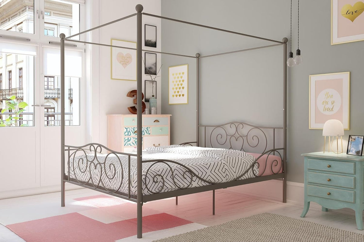 Twin Size Metal Canopy Bed with Bed Frame Z88184